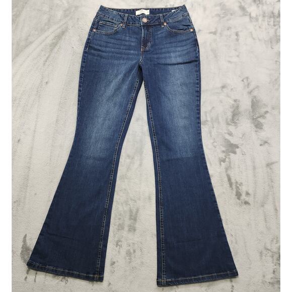 Maurices Jeans Womens 8 Blue Mid Rise Flare Leg Dark Wash Stretch Denim Casual - Picture 1 of 13
